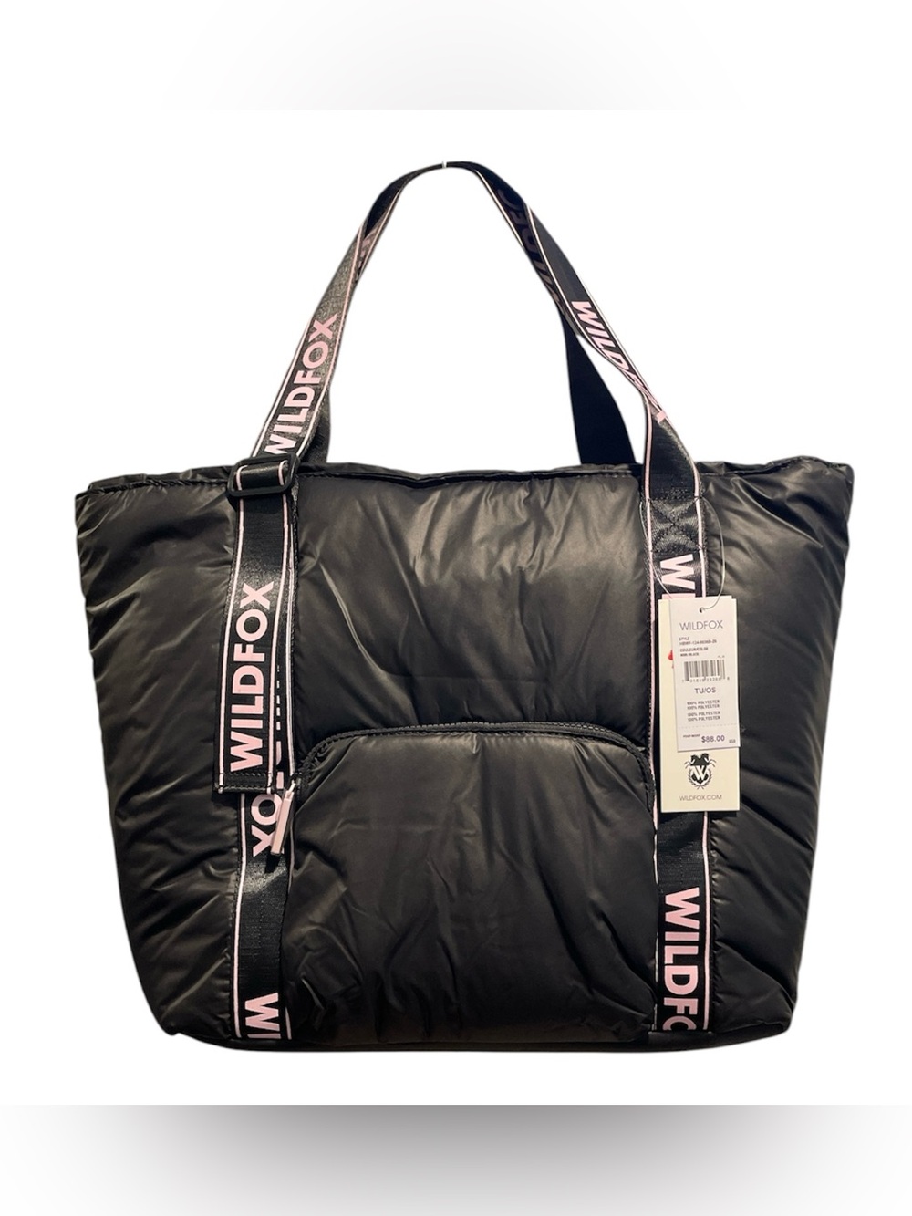 Wildfox Large Black & Pink Tote with Pink Logo Straps